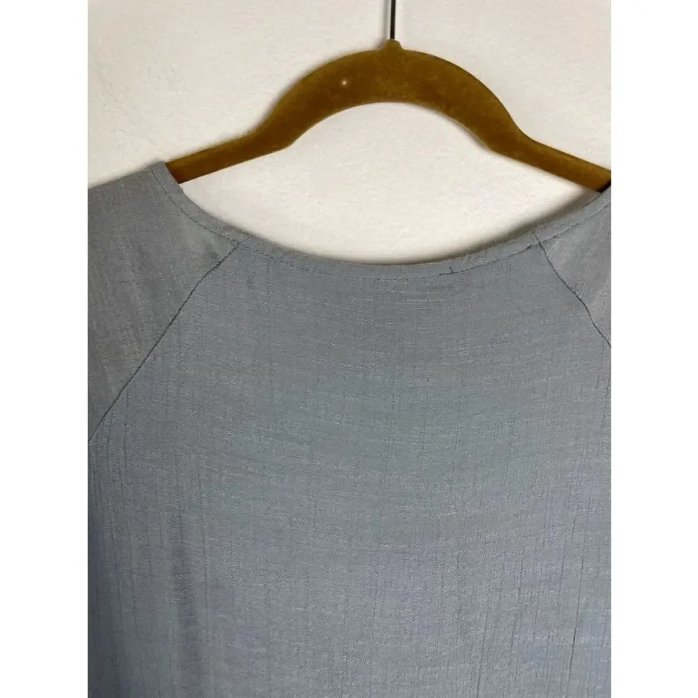 Womens Crinkled Relaxed Blouse Tiered Layered Ruffle Sleeve Top Draped Size S